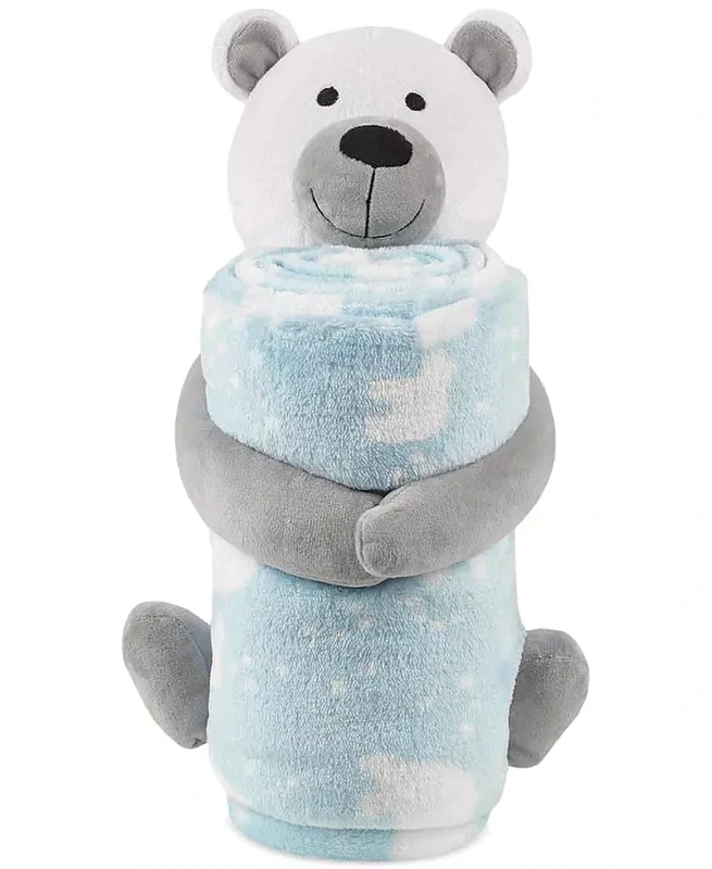Jla Home Polar Bear Throw &amp; Friend Set, Blue