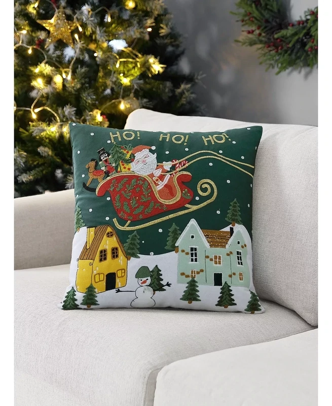 ID Home Fashions Ho Ho Ho Decorative Pillow, 20 X 20 - Green