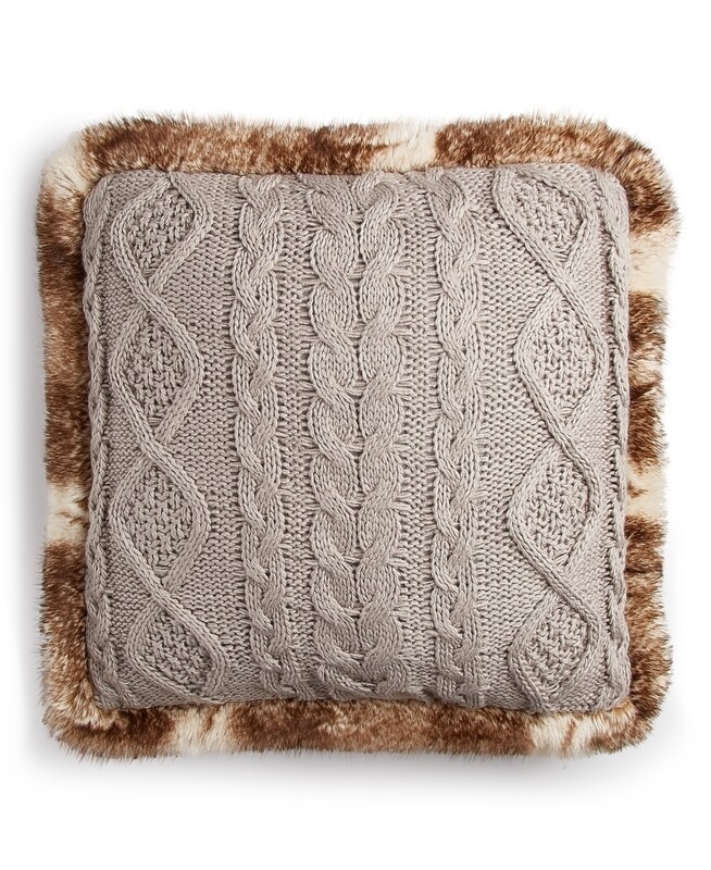 Martha Stewart Collection Sweater Knit Holiday Decorative Pillow, 20 X 20, Grey