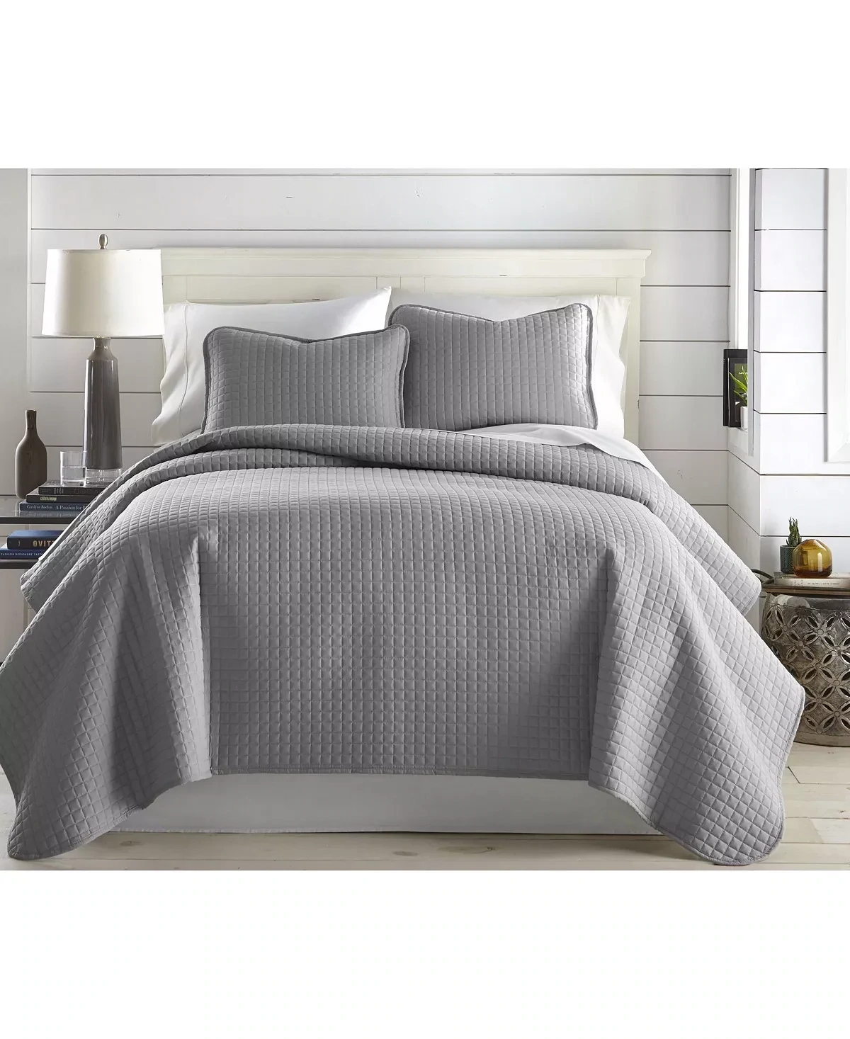 Southshore Fine Linens Oversized Lightweight 3-piece Quilt and Sham Set, Full/Queen - Gray