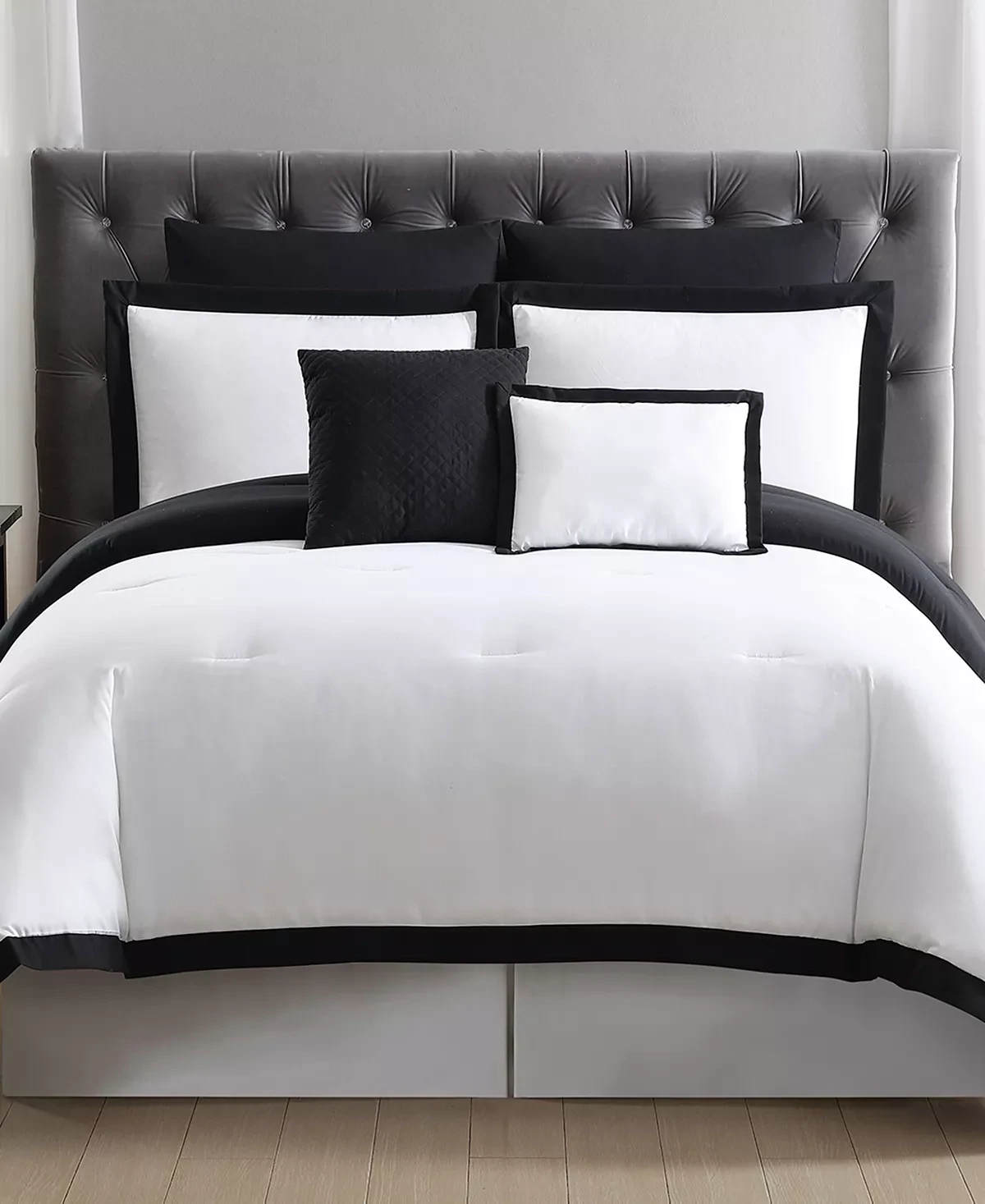 Truly Soft Everyday 7-Piece White and Black King Duvet Cover Set