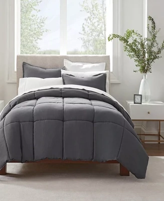 Serta Simply Clean 2-Piece Grey Solid Microfiber Twin XL Comforter Set