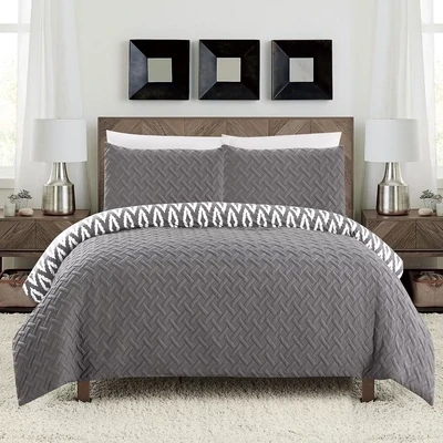 Chic Home Ora 3-Pc Queen Comforter Set Bedding, Grey