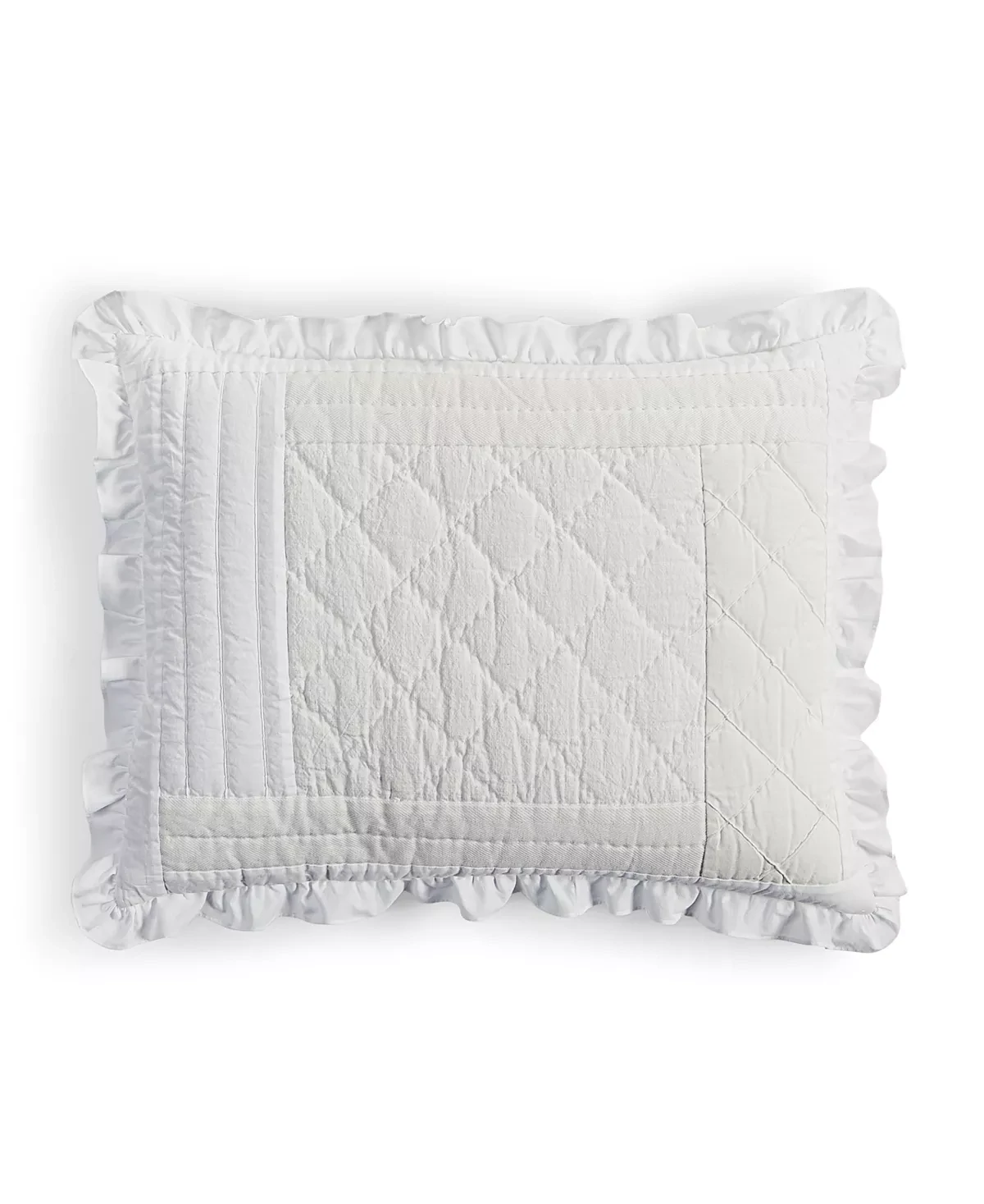 Martha Stewart Collection White Shop Sham, King, Tan Combo
