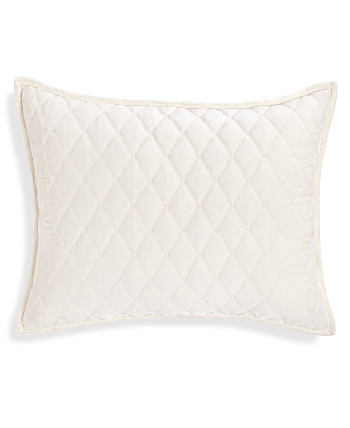 Martha Stewart Collection Diamond Tufted Velvet Quilted Sham, Standard - Ivory