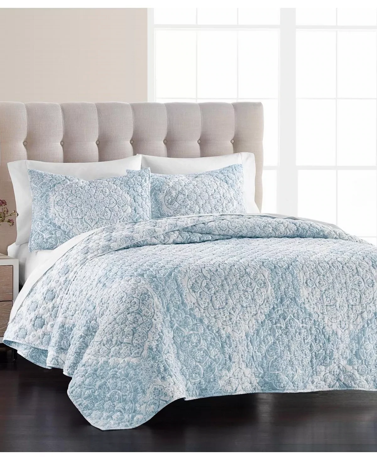 Martha Stewart Collection Medallion Matelasse Standard Sham, Blue