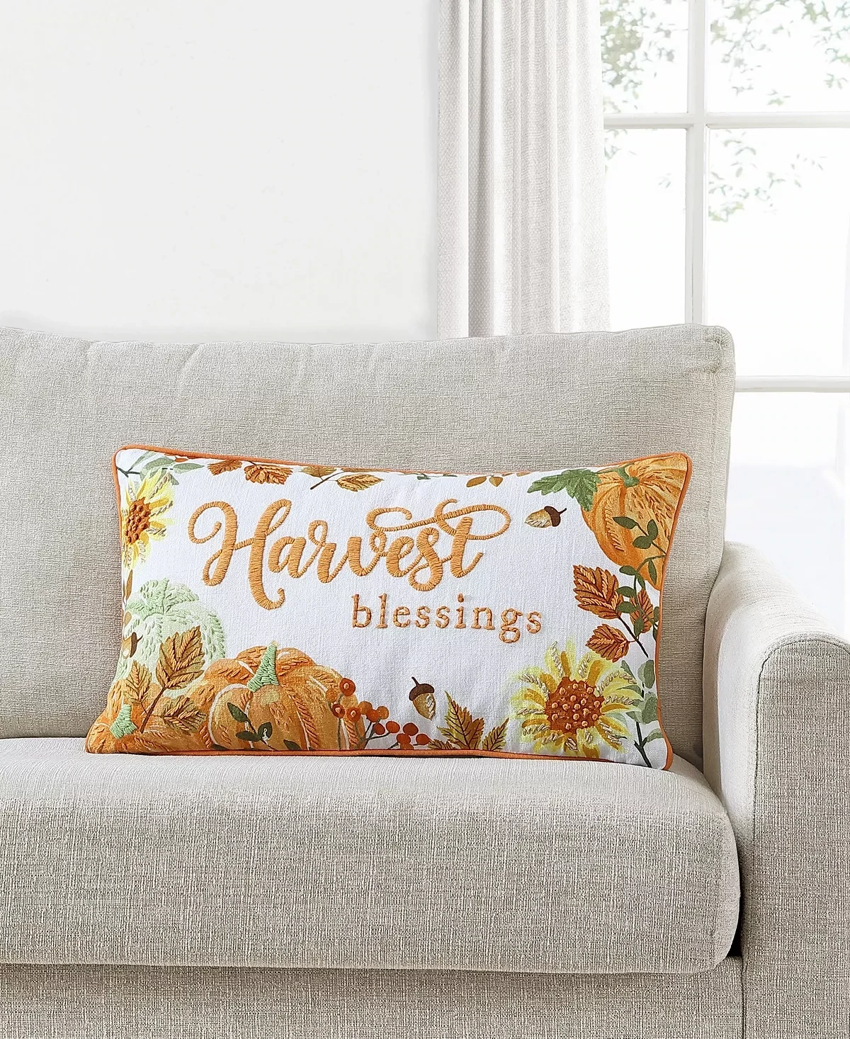 Lacourte Harvest Blessings Decorative Pillow, 14" X 24", Orange