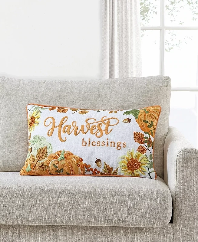 Lacourte Harvest Blessings Decorative Pillow, 14&quot; X 24&quot;,  Orange