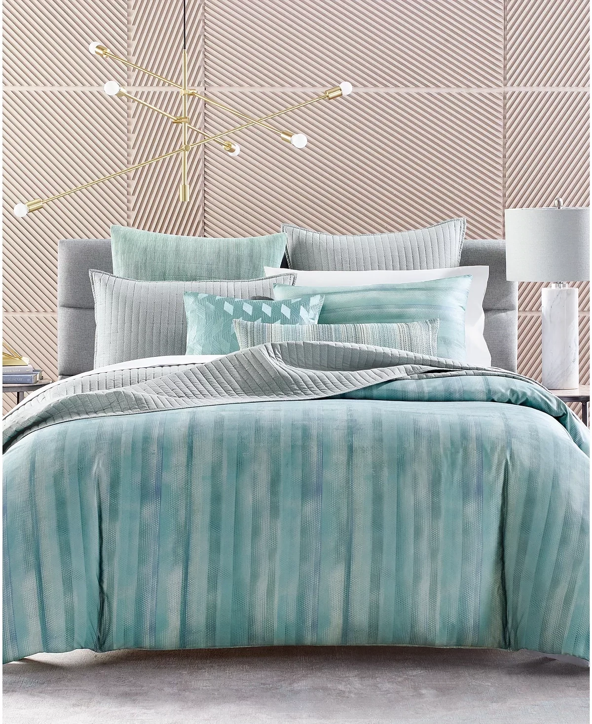 Hotel Collection Stencil Duvet Cover, King, Cyan