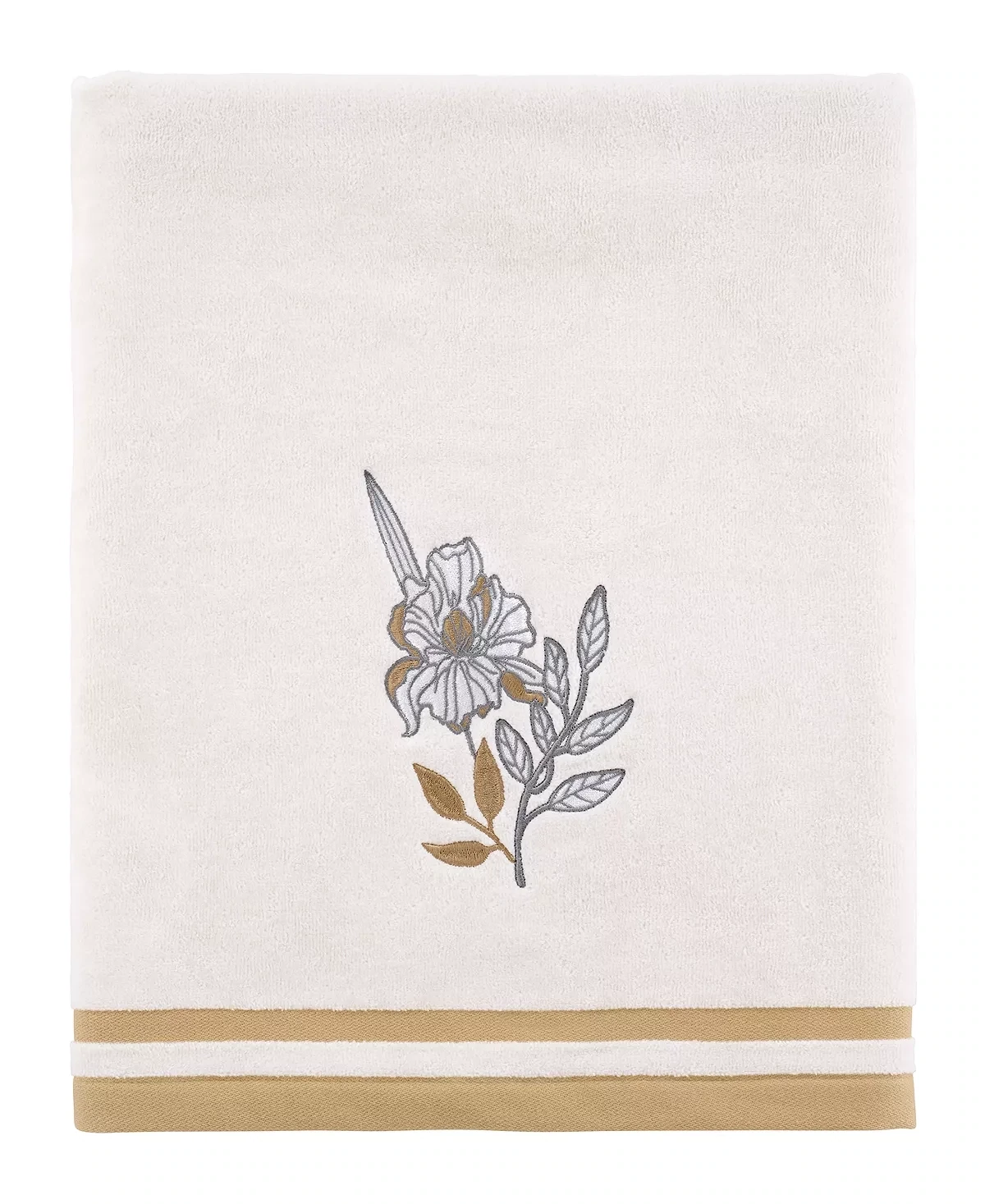 Avanti Sketched Flower Bath Towel - White