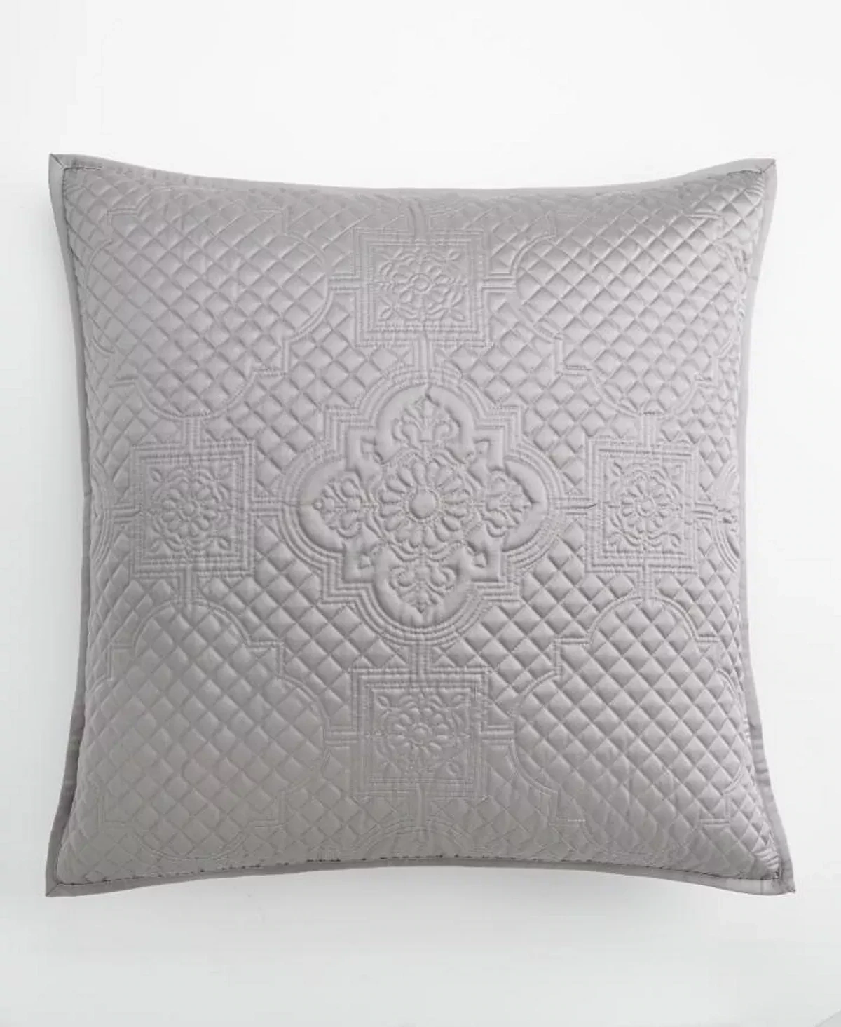 Hotel Collection Classic Grand Bouquet Quilted Euro Sham, Grey