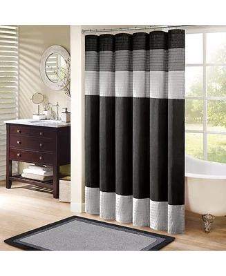 Madison Park Amherst Black 72 in. Faux Silk Shower Curtain