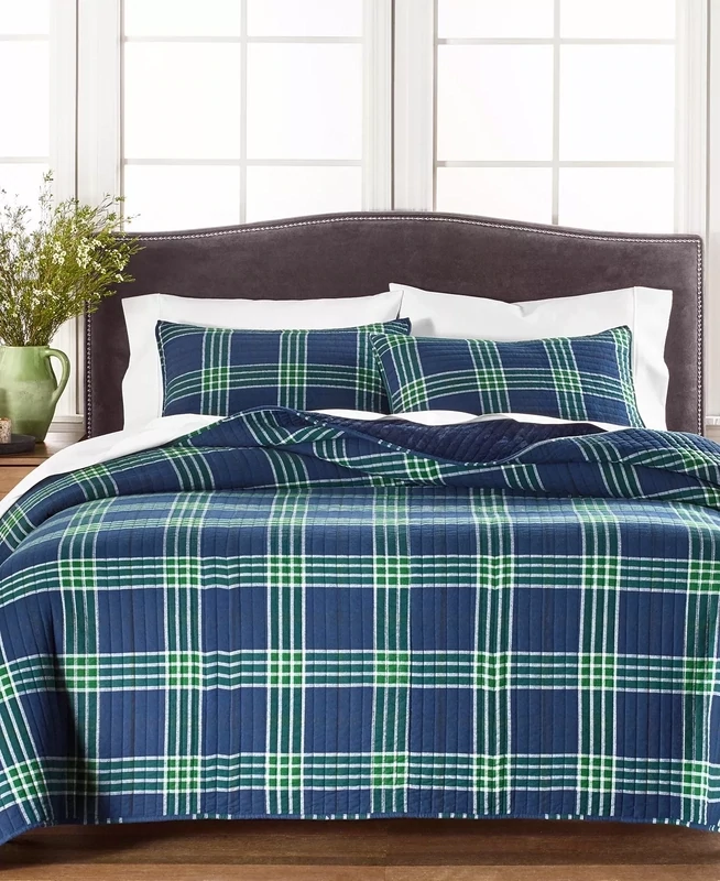 Martha Stewart Collection Blackwatch Quilt, Twin, Blue/green