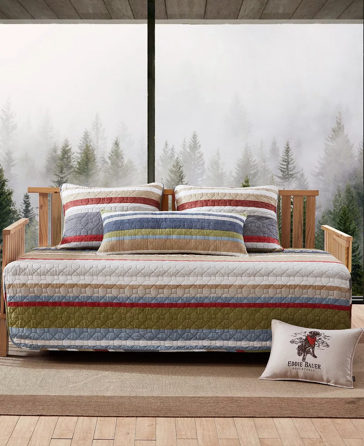 EDDIE BAUER Salmon Ladder 4-Piece Multi-Colored Cotton Daybed Bonus Set