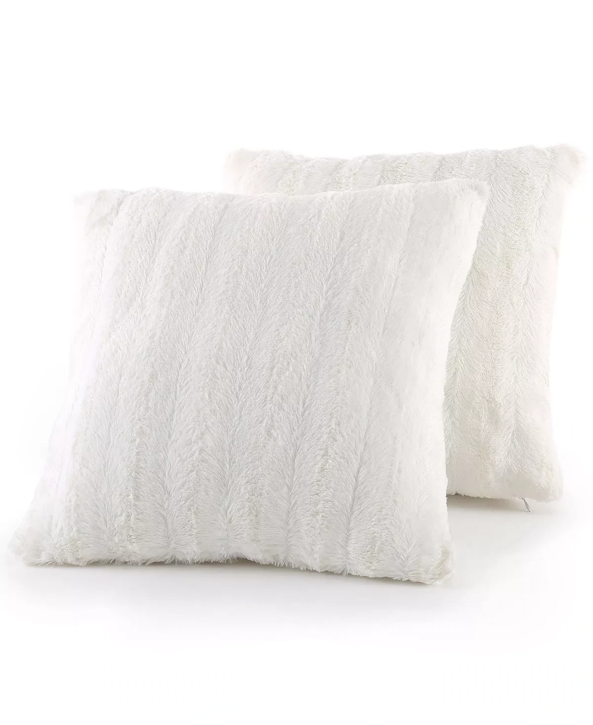 Cheer Collection Faux Fur Square Decorative Pillow 18x18 White - (Set of 2)