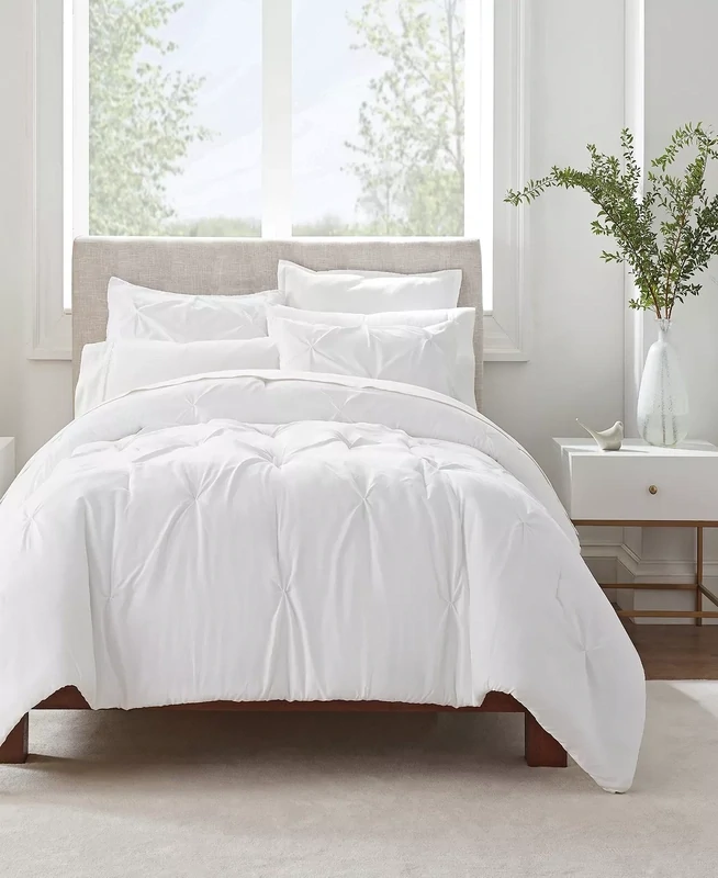 Serta Simply Clean Antimicrobial Pleated Twin Extra Long Comforter Set, 2 Piece