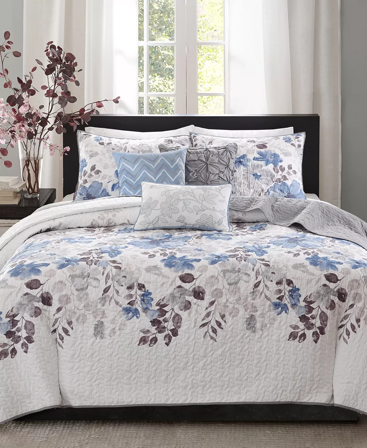 Madison Park Luna 6-Pc. Quilt Set, Full/Queen - Blue