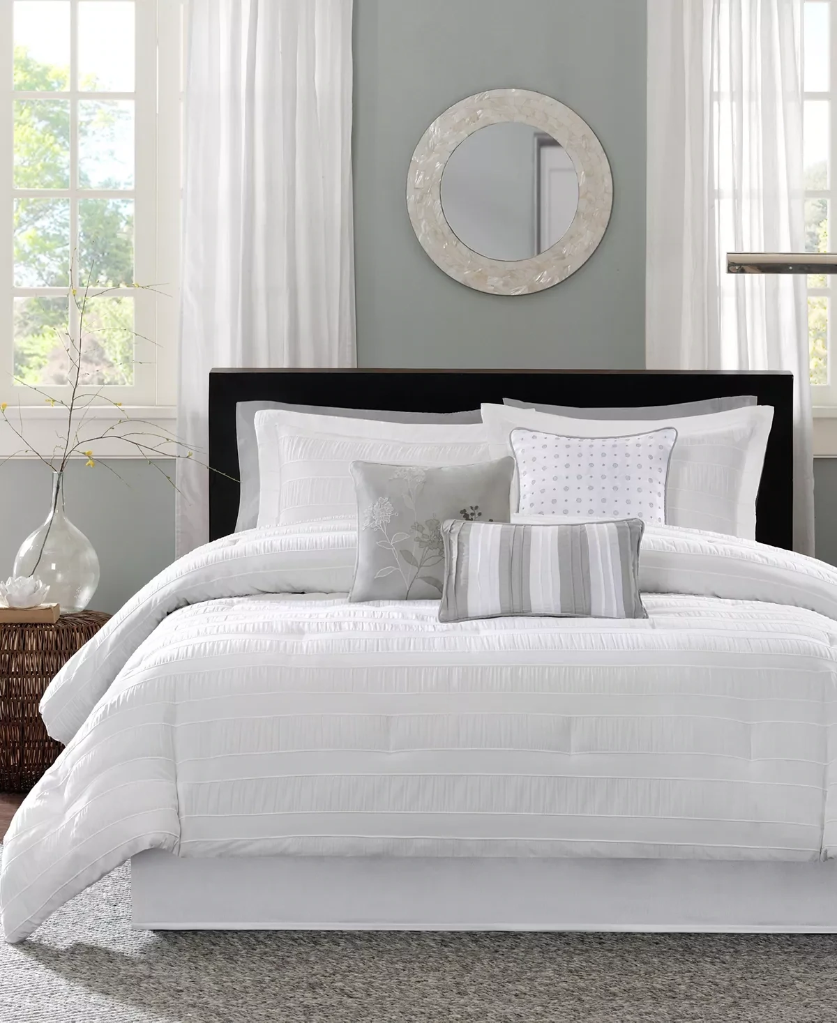 Madison Park Hampton 7-Pc. Comforter Set, Queen Bedding - White