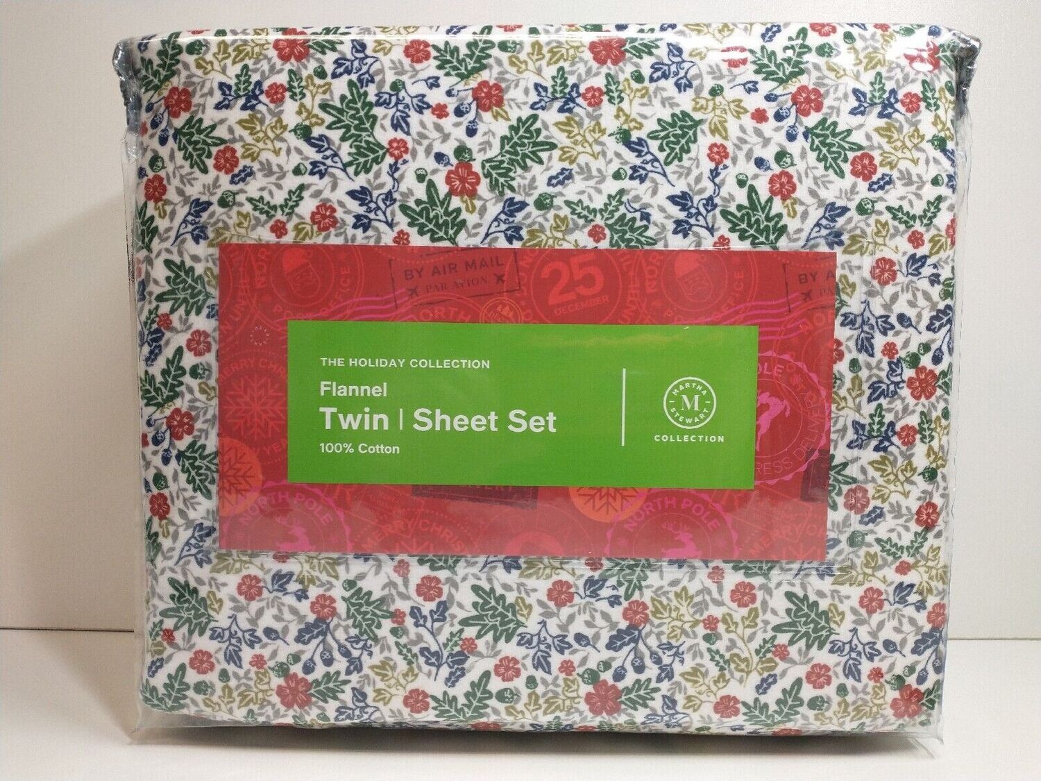 Martha Stewart Collection Holiday Printed Cotton Flannel 3-Pc. Sheet Set, Twin, Woodland Floral