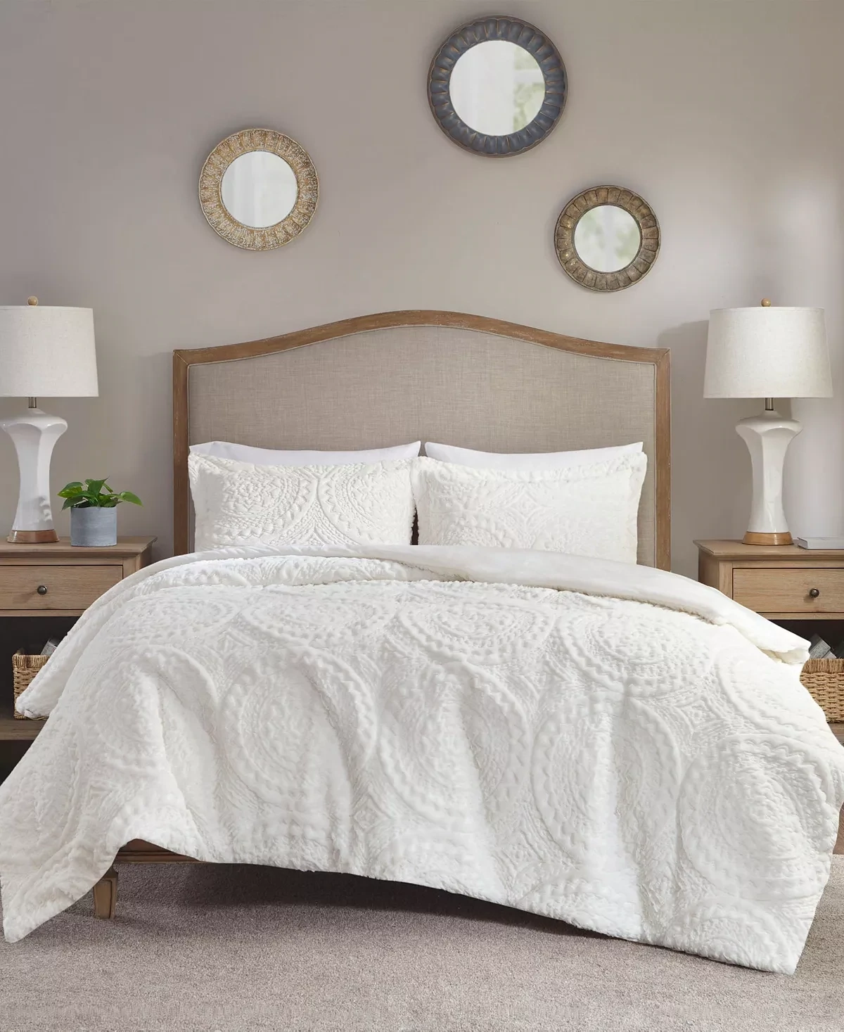 Madison Park Arya Embroidered Medallion 3-Pc. Comforter Set, Full/Queen - Ivory