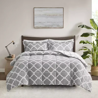 True North by Sleep Philosophy Alston Reversible Plush Comforter Set, Grey, Full/Queen