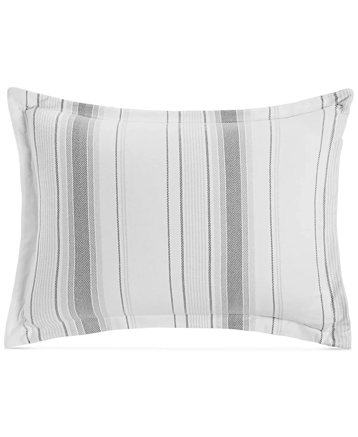 Martha Stewart Collection Scandi Stripe Flannel Sham, Standard, Grey Stripe