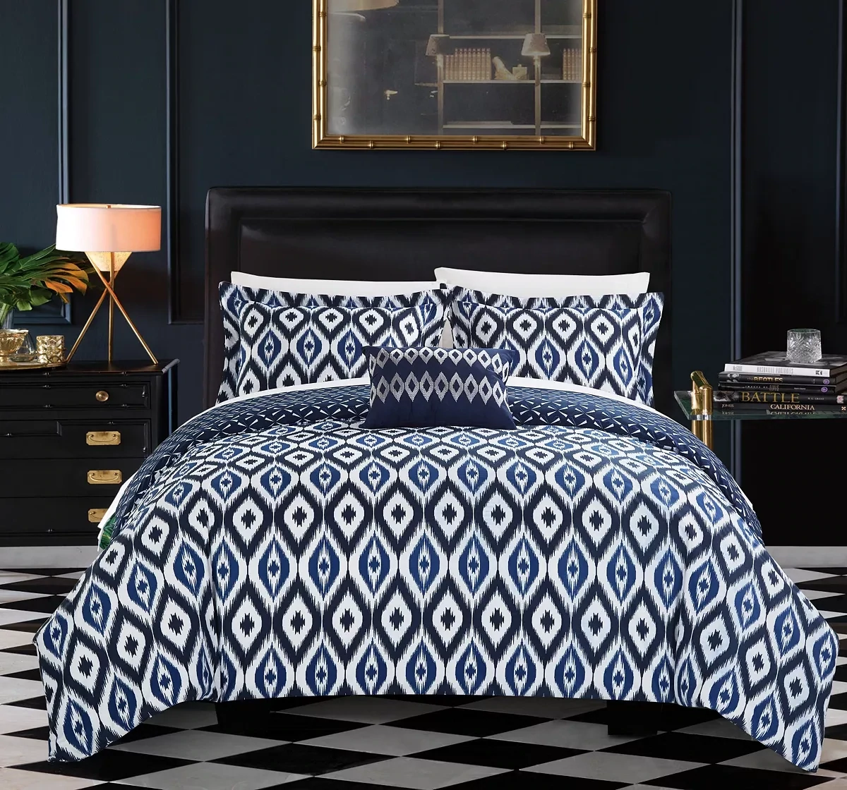 Chic Home Normani 4 Pc Queen Duvet Cover Set Bedding, Navy