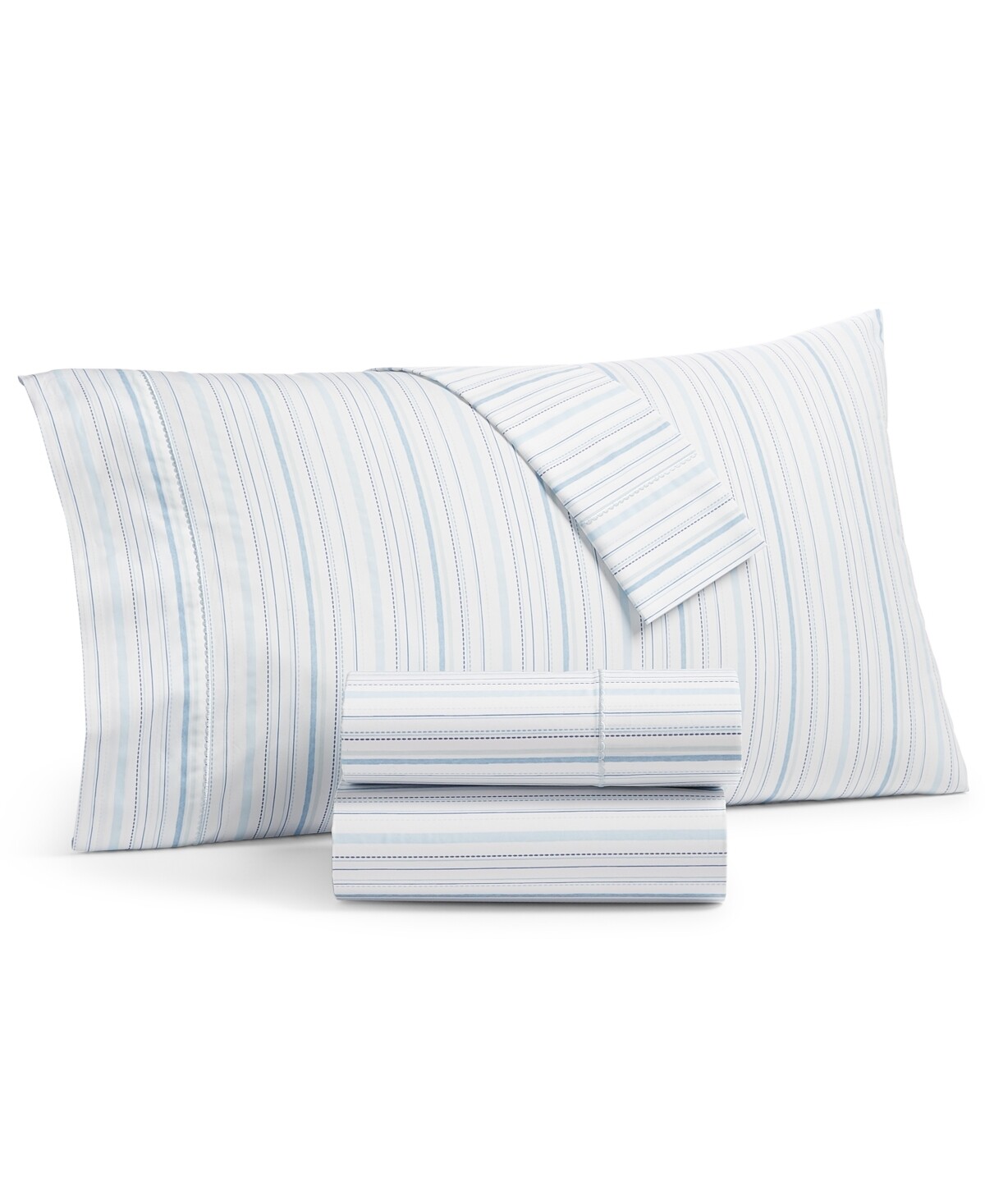 Martha Stewart Collection Printed 400 Thread Count 100% Egyptian Cotton Percale 4-Pc. Sheet Set, California King, Blue