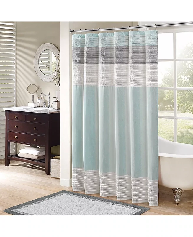 Madison Park Amherst Shower Curtain, 72&quot; x 72&quot; Bedding, Aqua