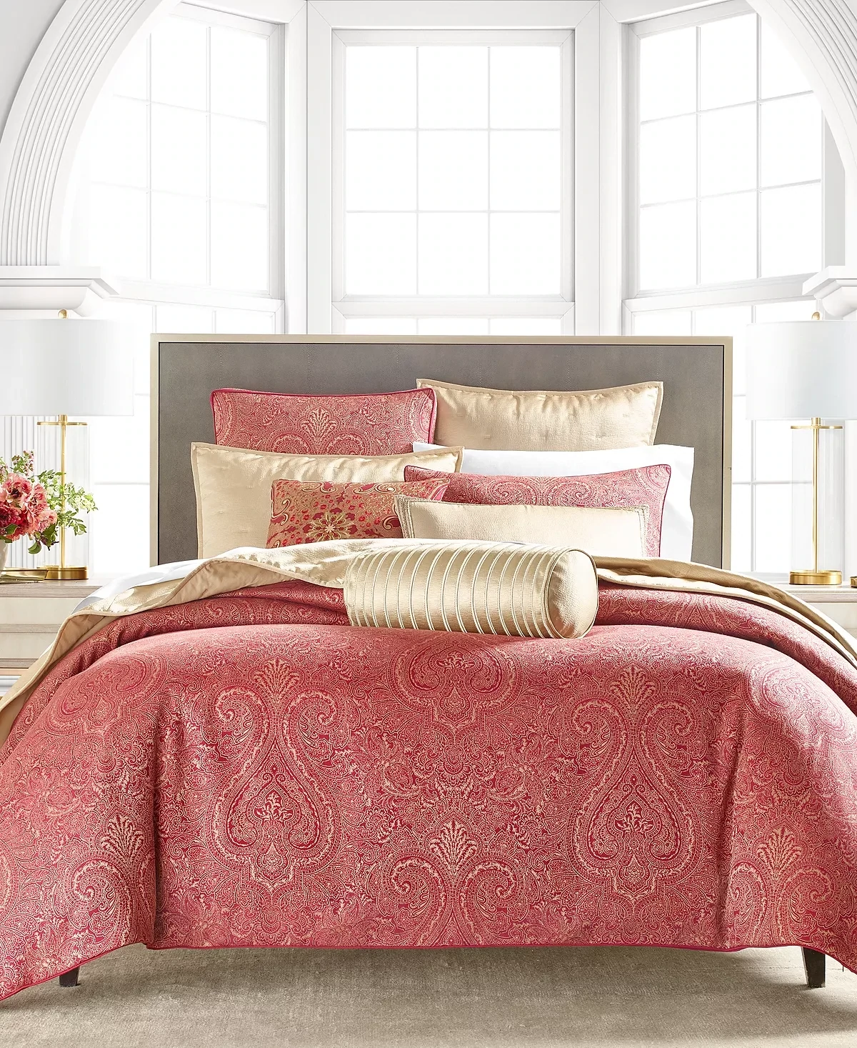 Hotel Collection Regal Paisley Duvet Cover, Full/Queen, Berry