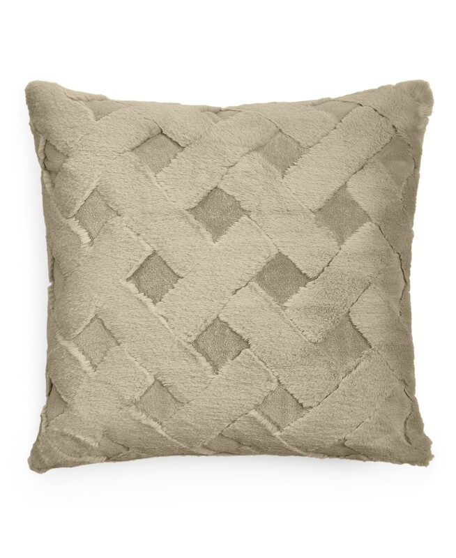 Martha Stewart Collection Lattice Faux Fur Decorative Pillow, 20&quot; X 20&quot;, Ivory