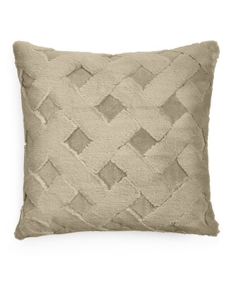 Martha Stewart Collection Lattice Faux Fur Decorative Pillow, 20" X 20", Ivory