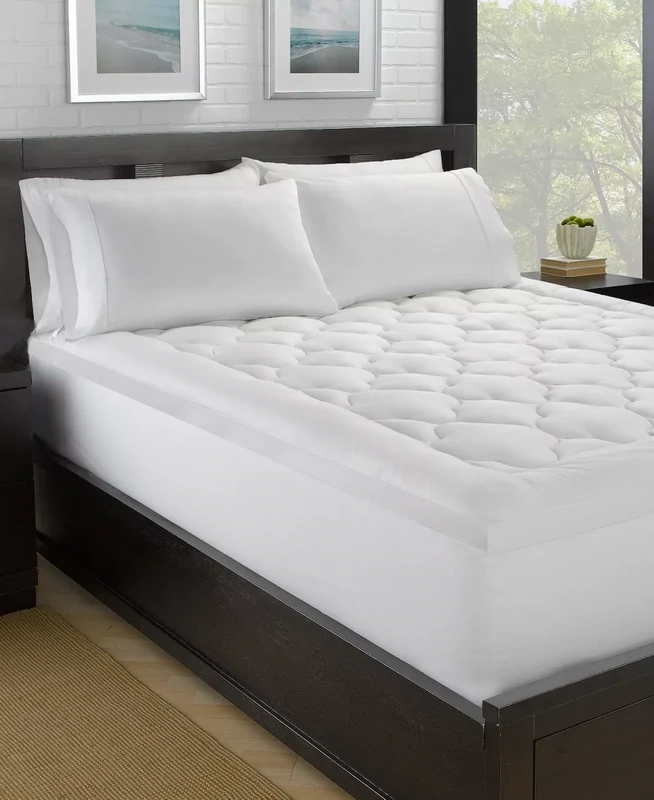 ELLA JAYNE Fluffy Clouds 2 in. Queen Size 100% Cotton Loft Fiber Mattress Pad, White