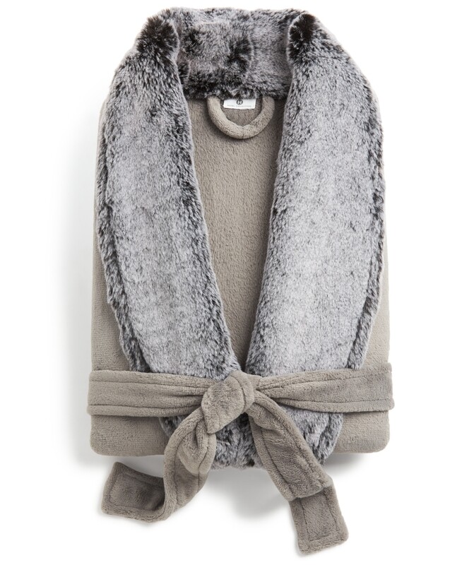Hotel Collection Faux Fur Robe, Grey Combo, L/XL