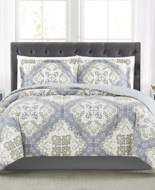 Trinity 3-Pc. Reversible Medallion Full/Queen Comforter Set, Grey