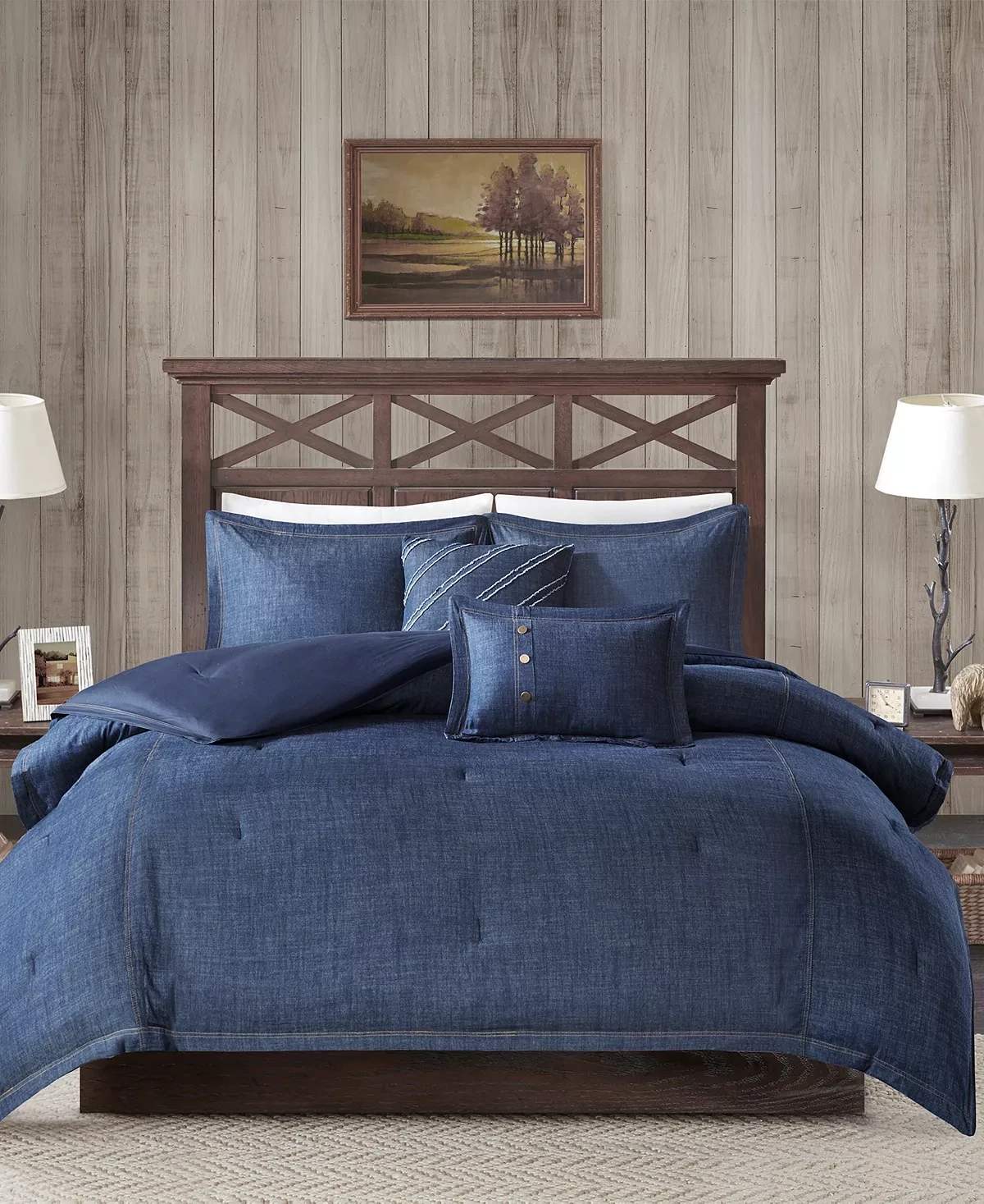 Woolrich Perry Demin 5-Piece Blue Queen Comforter Set