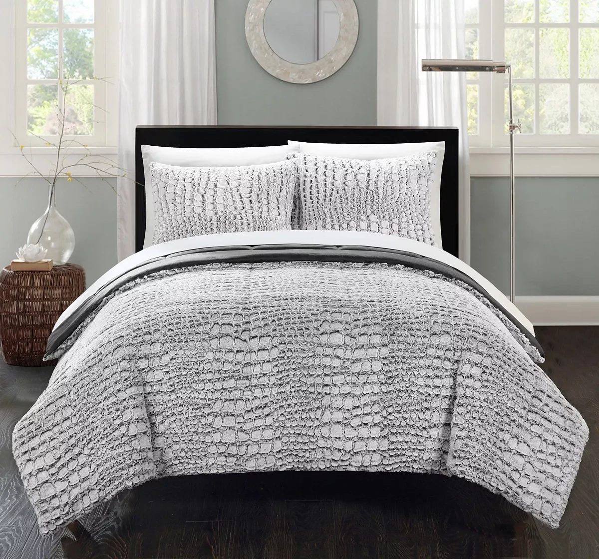 Chic Home Alligator 3-Pc Queen Comforter Set - Grey