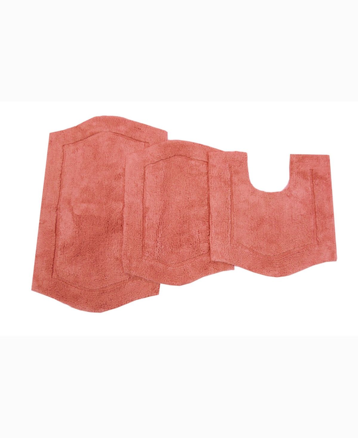 Waterford Collection Tufted Bath Rug, 3-Pcs Set with Contour, Coral