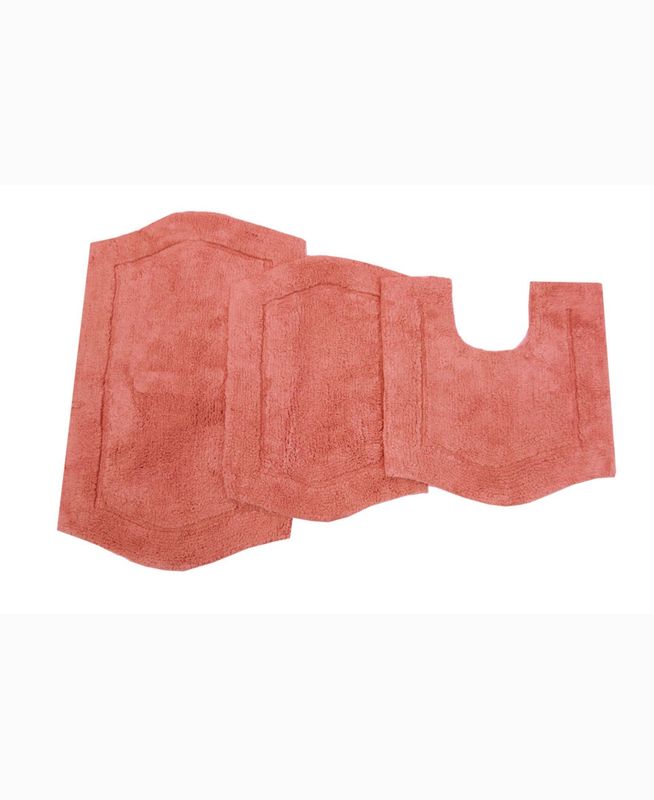 Waterford Collection Tufted Bath Rug, 3-Pcs Set with Contour, Coral