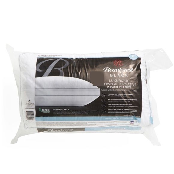 Beautyrest Black Down Alternative Pillows, 2-Pack Standard Queen