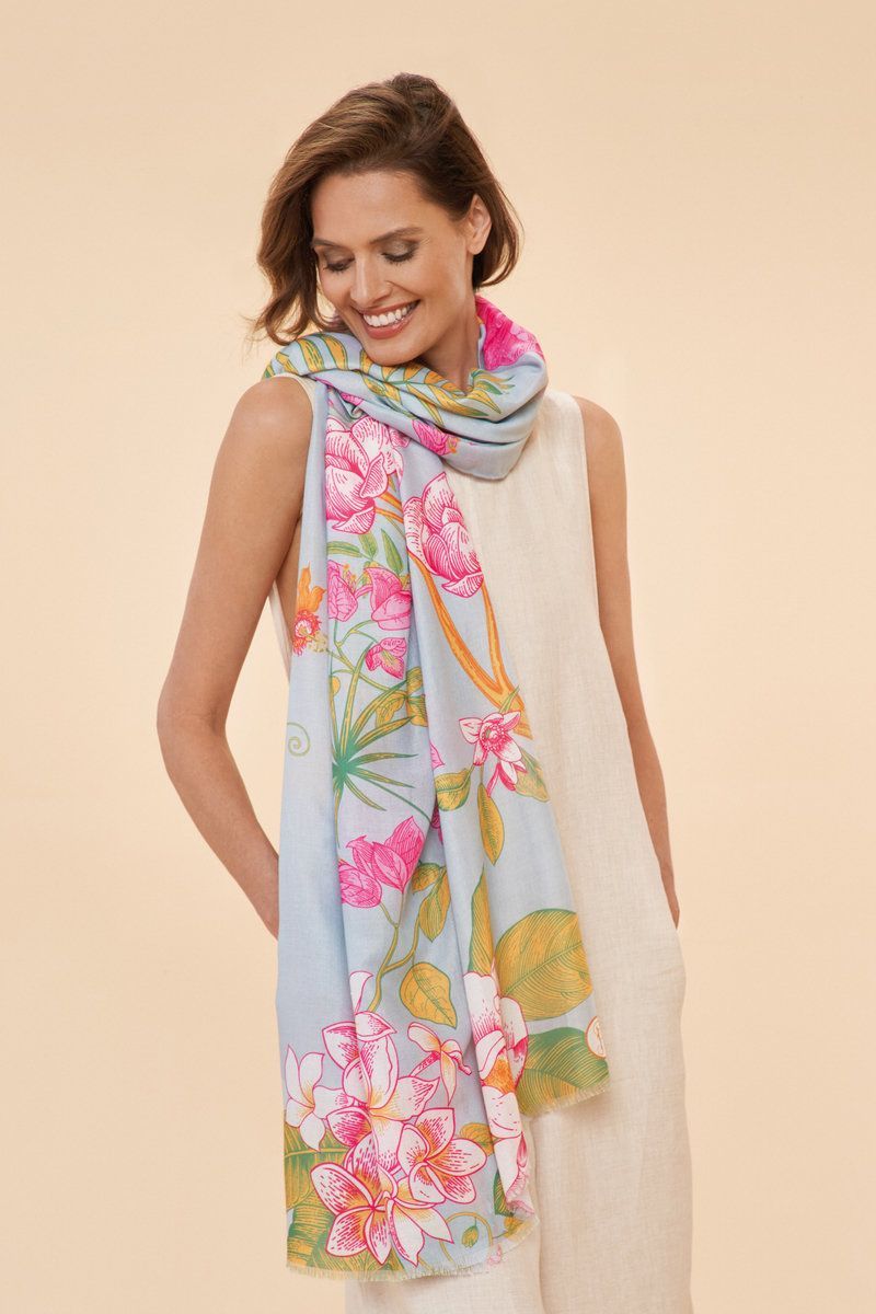 Powder Floral Jungle Printed Scarf in Lavender