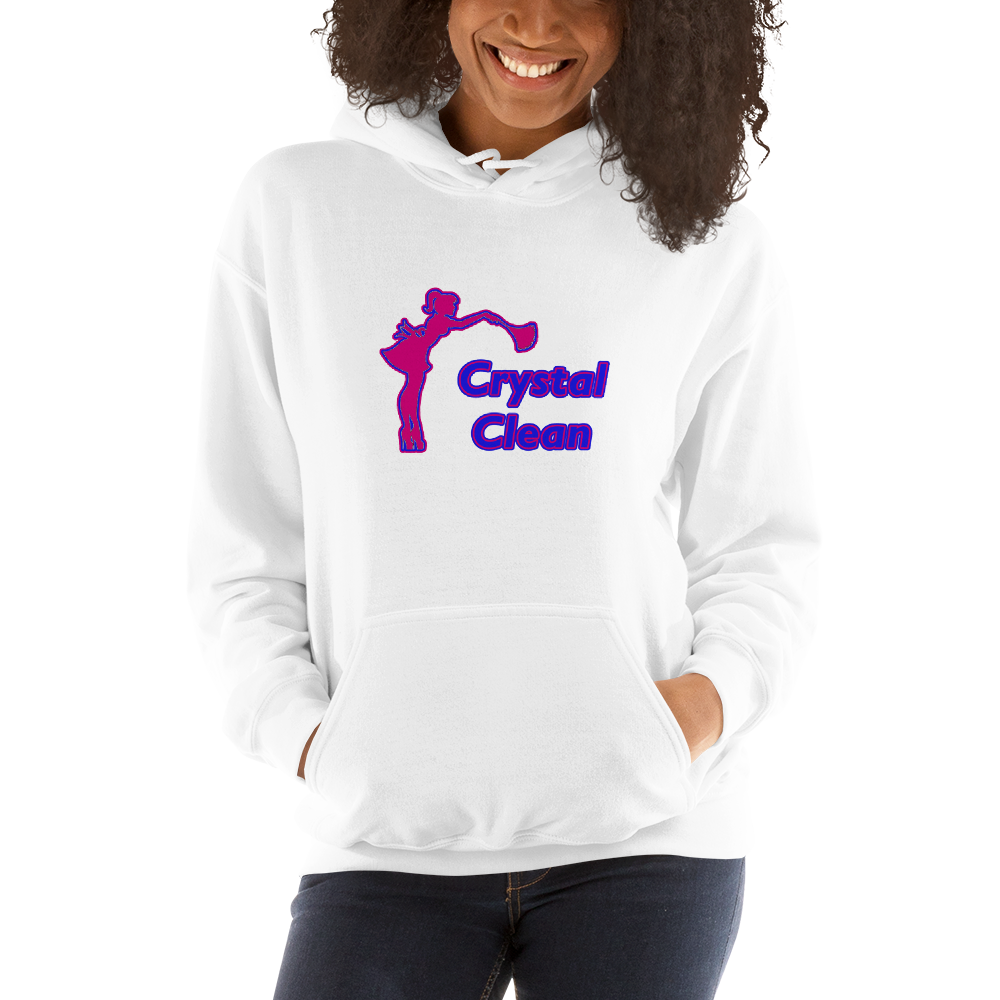 Crystal Clean Hoodie - Large Front Logo, Color: White, Size: S