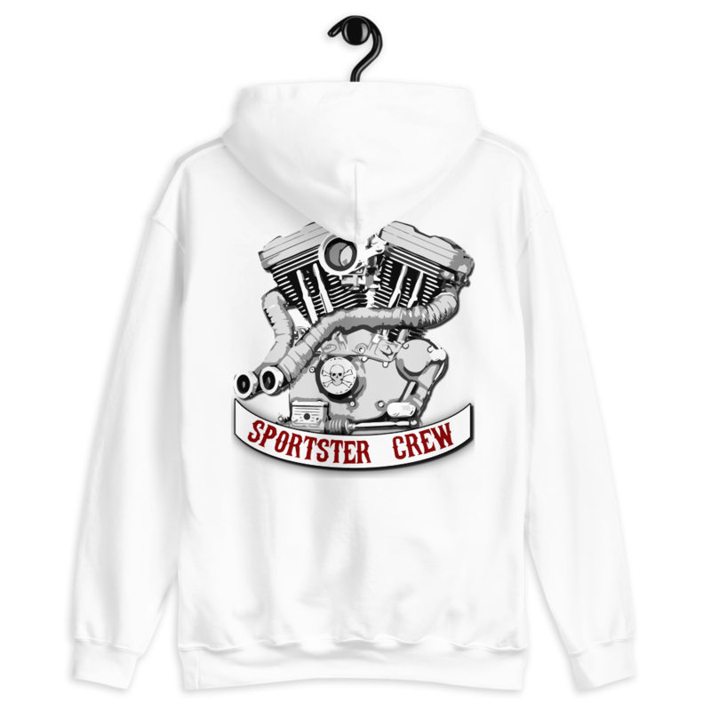 Sportster Crew Pullover Hoodie (Rocker on front, Logo on back)