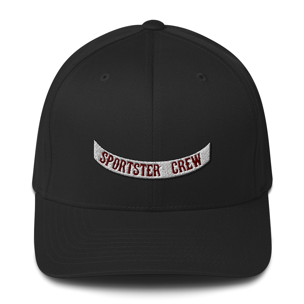 Sportster Crew Rocker Logo Flexfit Hat, Color: Black, Size: S/M