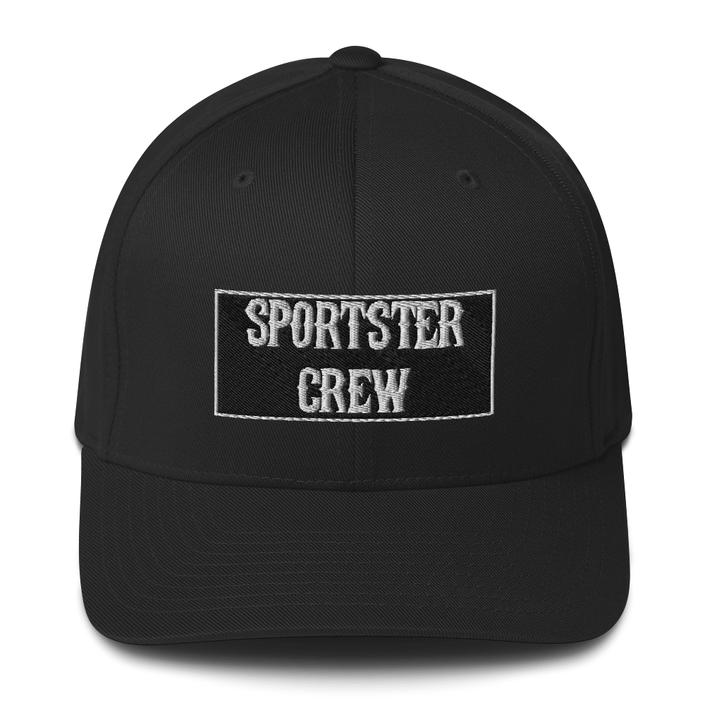 Sportster Crew Patch Logo Trucker Flexfit Hat, Color: Black, Size: S/M