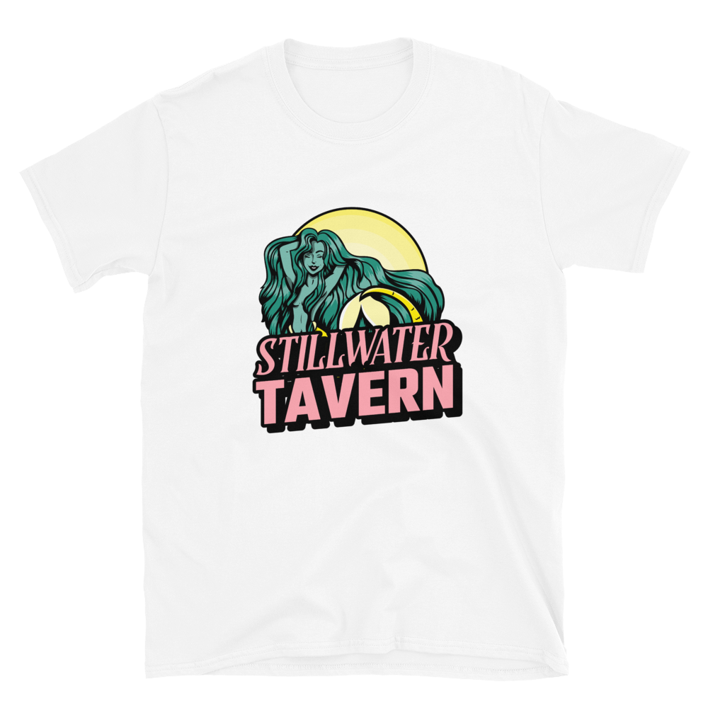 Stillwater Tavern Mermaid Logo Short-Sleeve Unisex T-Shirt, Color: White, Size: S