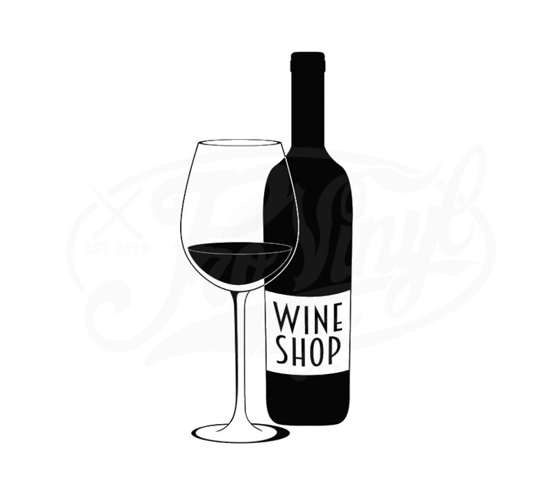 Wine Shop Bottle and Glass