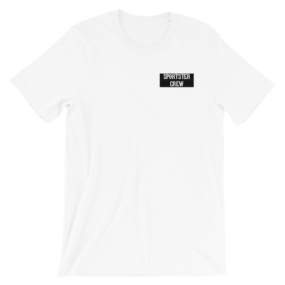 Sportster Crew Evo T-Shirt with Patch on Front, Color: White, Size: XS