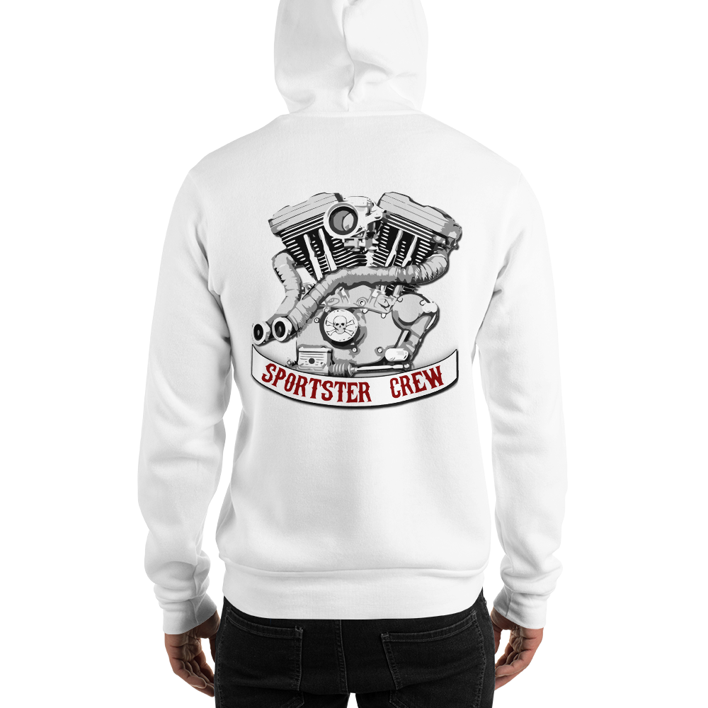 Sportster Crew Pullover Hoodie (Evo Logo on back), Color: White, Size: S