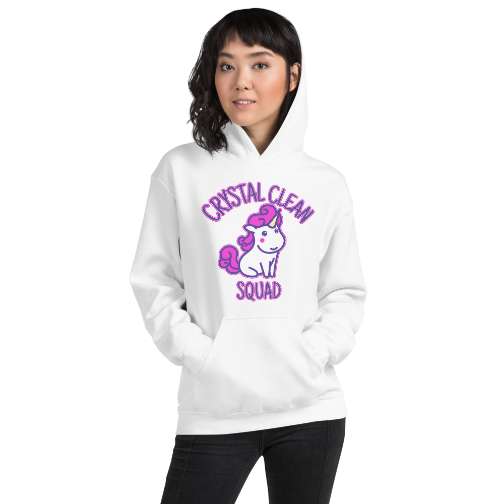 Crystal Clean Hoodie - Large Unicorn on front, Color: White, Size: S